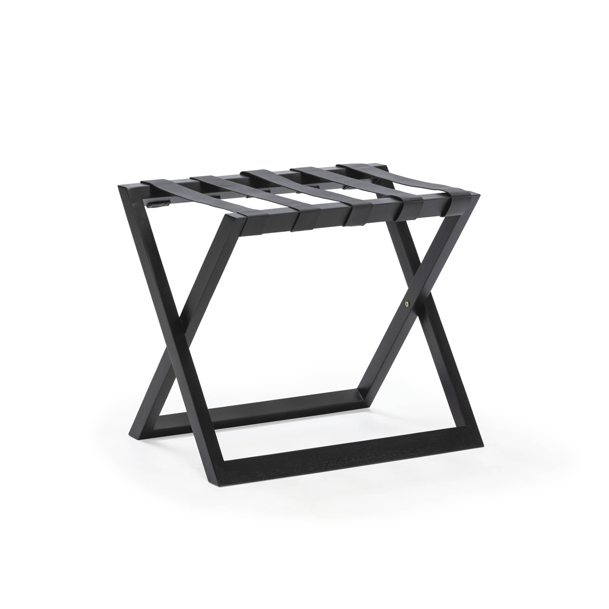 Portamaletas 66X46X56 Madera de Teca/Cuero -- Negro