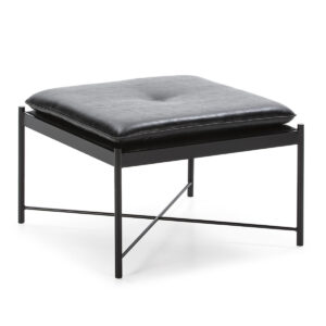Puff 60x60x41 P.Piel Negro/Metal Negro