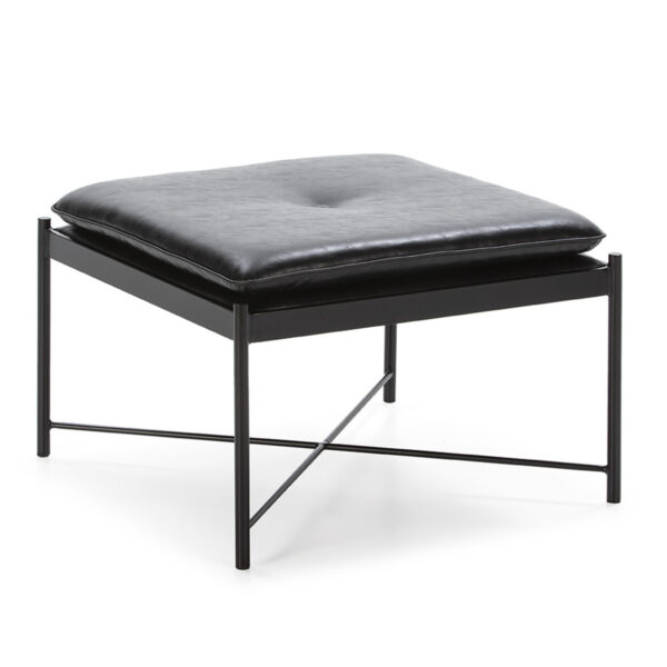 Puff 60x60x41 P.Piel Negro/Metal Negro