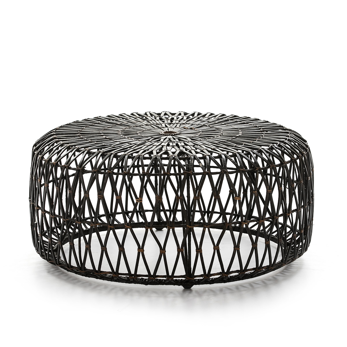 Puff 89x89x38 Mimbre Marrón/Miel