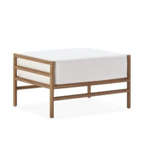 Reposapiés 78x60x44 Madera de Teca/Tela -- Natural/Blanco