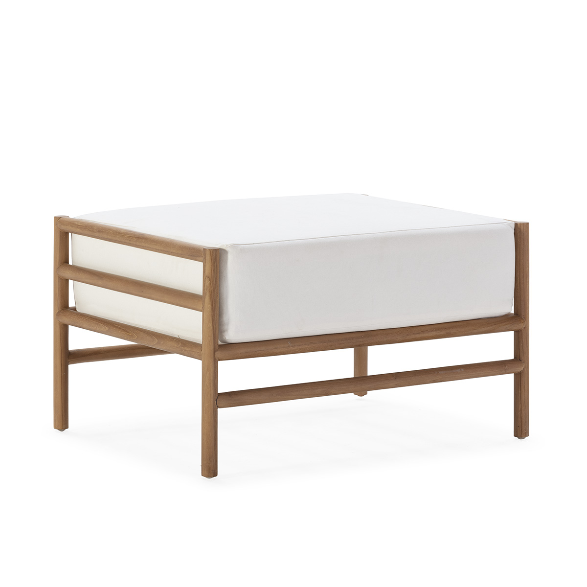 Reposapiés 78x60x44 Madera de Teca/Tela -- Natural/Blanco
