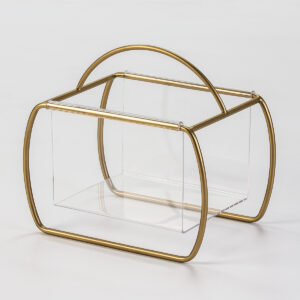 Revistero 42x29x38 Acrilico Transparente/Metal Dorado