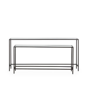 Set/2 Consolas 148x24x70/122x24x56 Cristal/Metal -- Negro