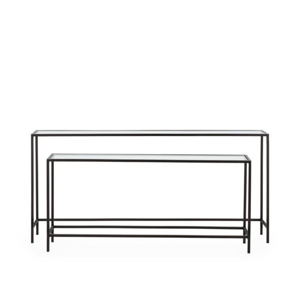 Set/2 Consolas 148x24x70/122x24x56 Cristal/Metal -- Negro
