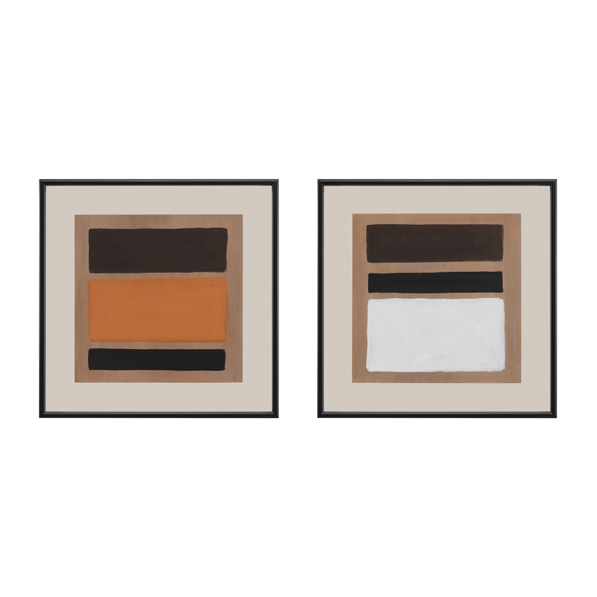 SET/2 Lienzos Enmarcados 80x5x80/80x5x80 Madera/Cristal -- Negro