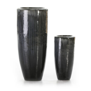 Set/2 Macetero 40x40x80 Gres Gris Envejecido