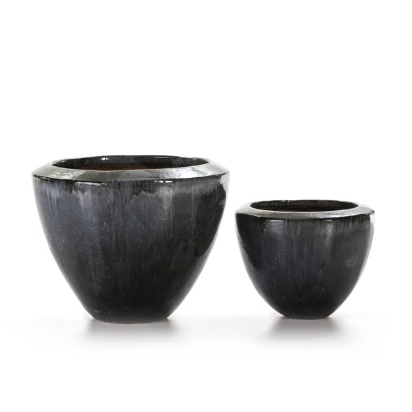 Set/2 Macetero 54x54x43 Gres Gris Envejecido