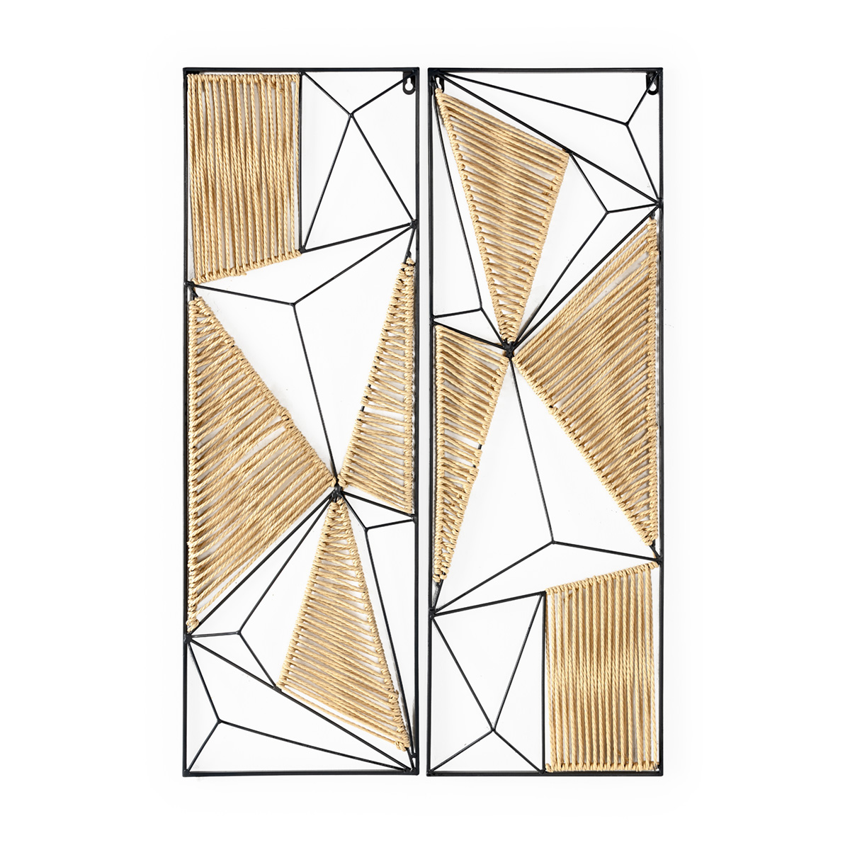 Set/2 Sculpture 30x4x90 / 30x4x90 Metal/Cuerda de Papel -- Negro/Natural