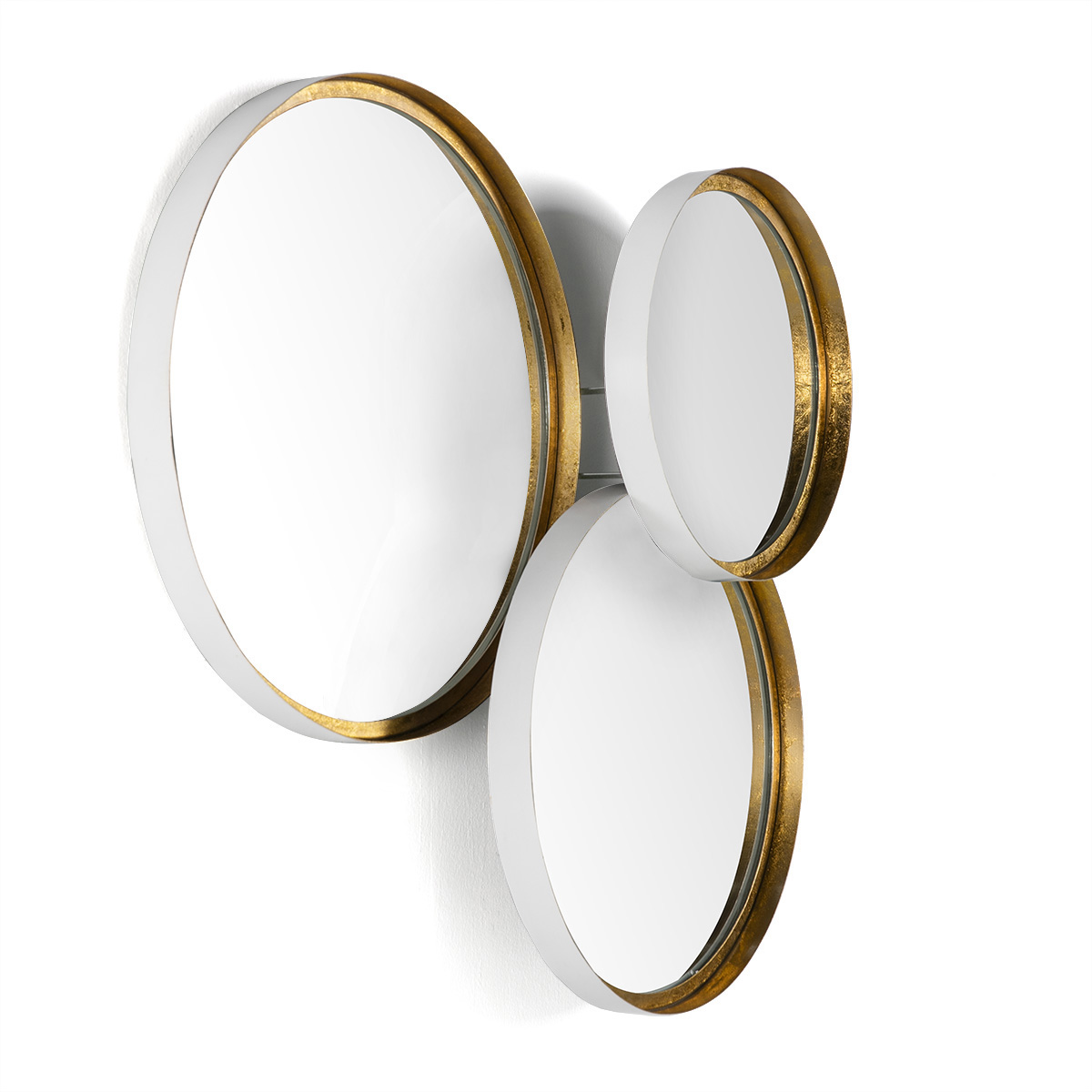 Set/3 Espejo 80x14x87 Cristal/Metal Blanco/Dorado