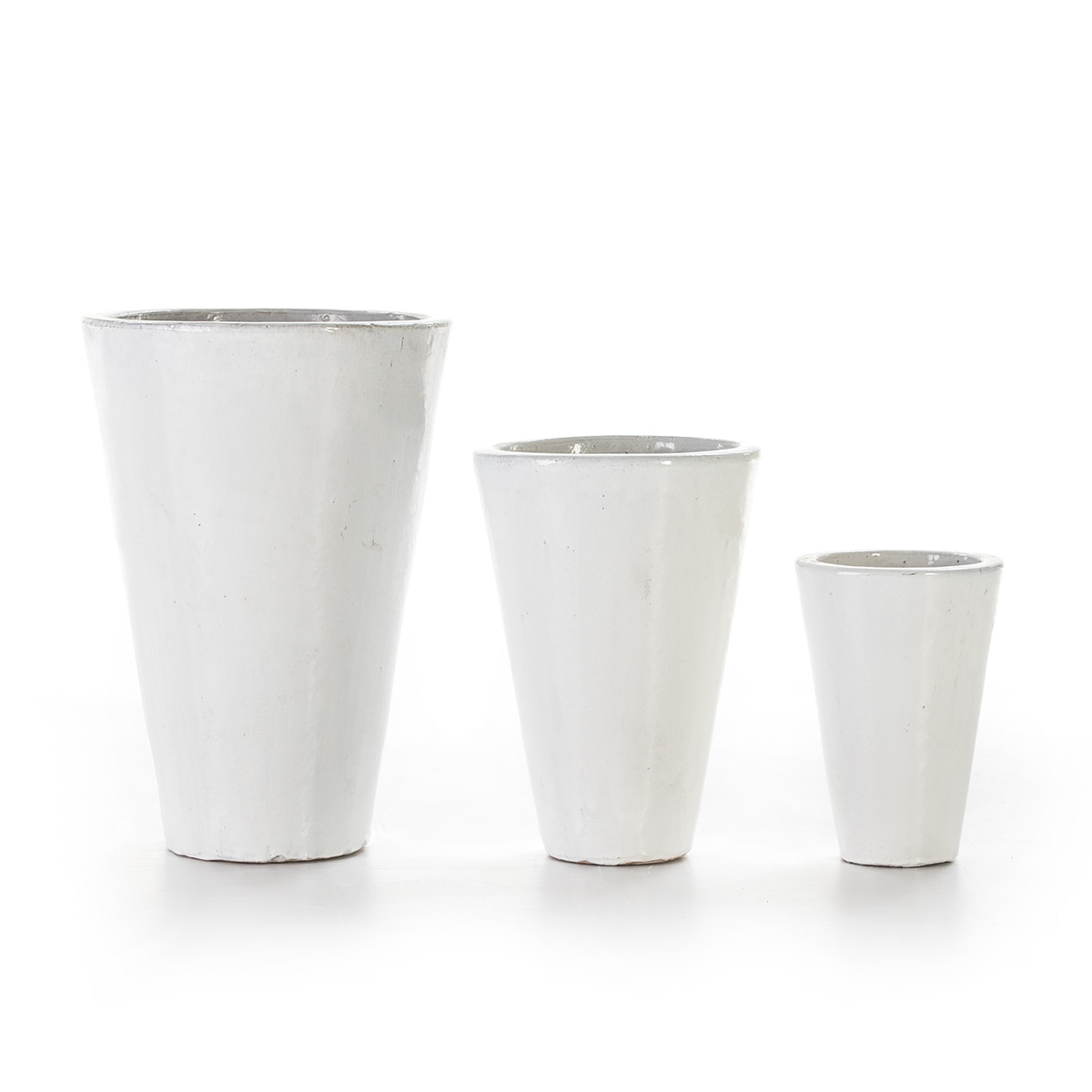 Set/3 Macetero 44x44x66 Gres Blanco