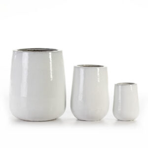 Set/3 Macetero 54x54x65 Gres Blanco