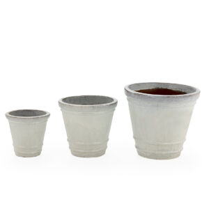 Set/3 Maceteros 58x58x50/45x45x40/33x33x30 Gres -- Blanco