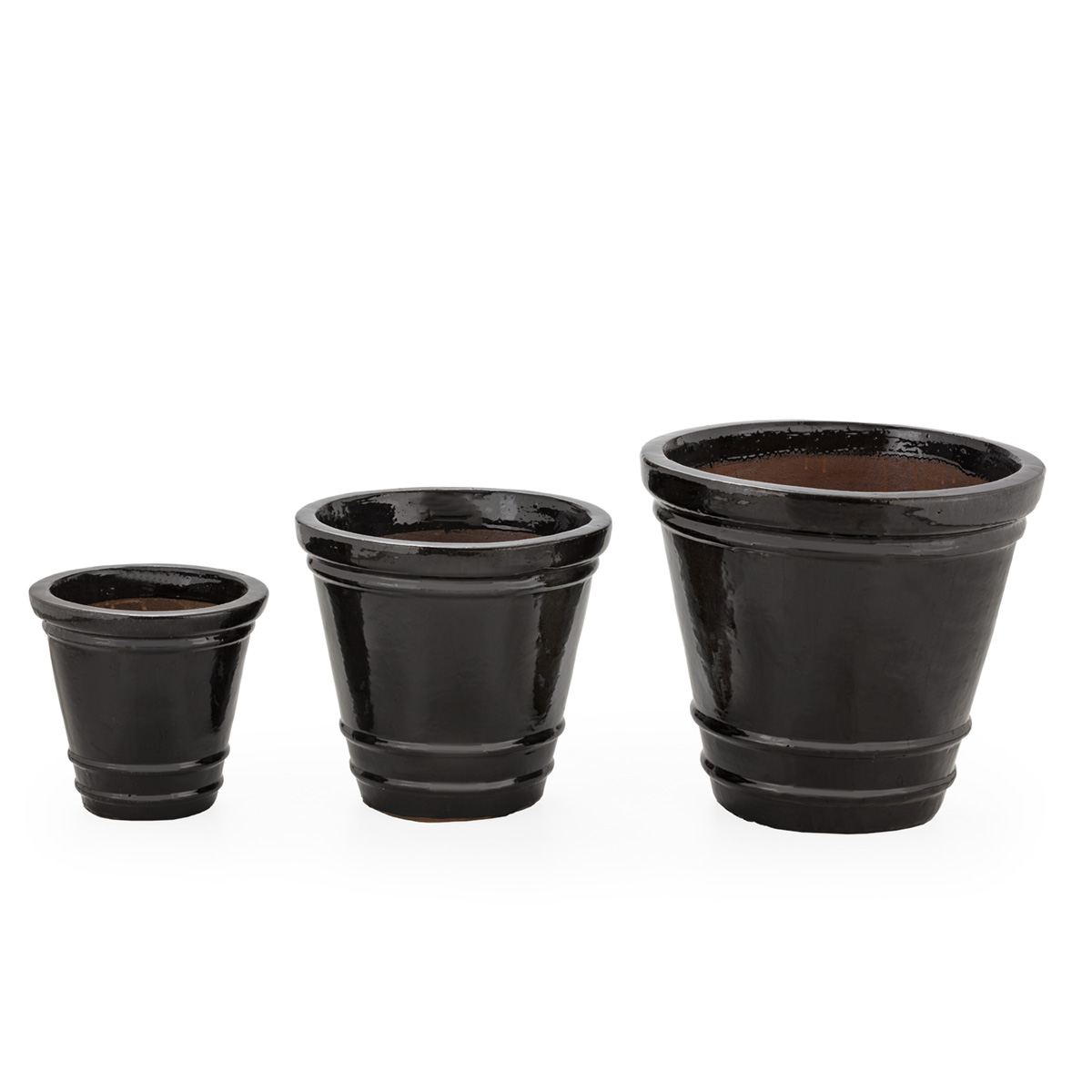 Set/3 Maceteros 58x58x50/45x45x40/33x33x30 Gres -- Negro