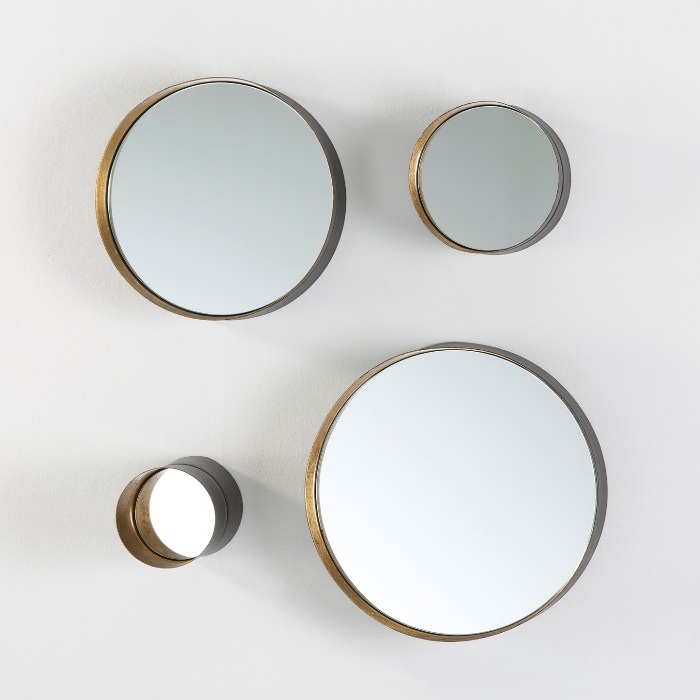 Set/4Espejo 30x8/25x8/15x8/10x15 Metal Negro/Oro