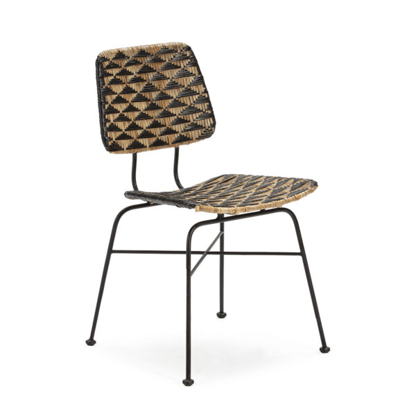 Silla 42x54x79 Metal Negro/Mimbre Natural/Negro