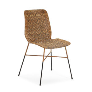 Silla 43x54x83 Metal Negro/Mimbre Natural/Marrón