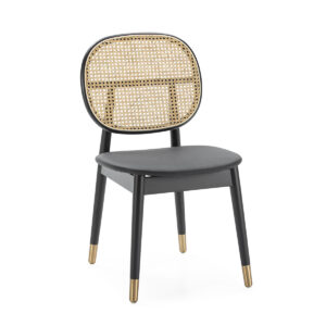 Silla 47x54x86 Madera/Metal/Ratán Negro/Dorado/Natural
