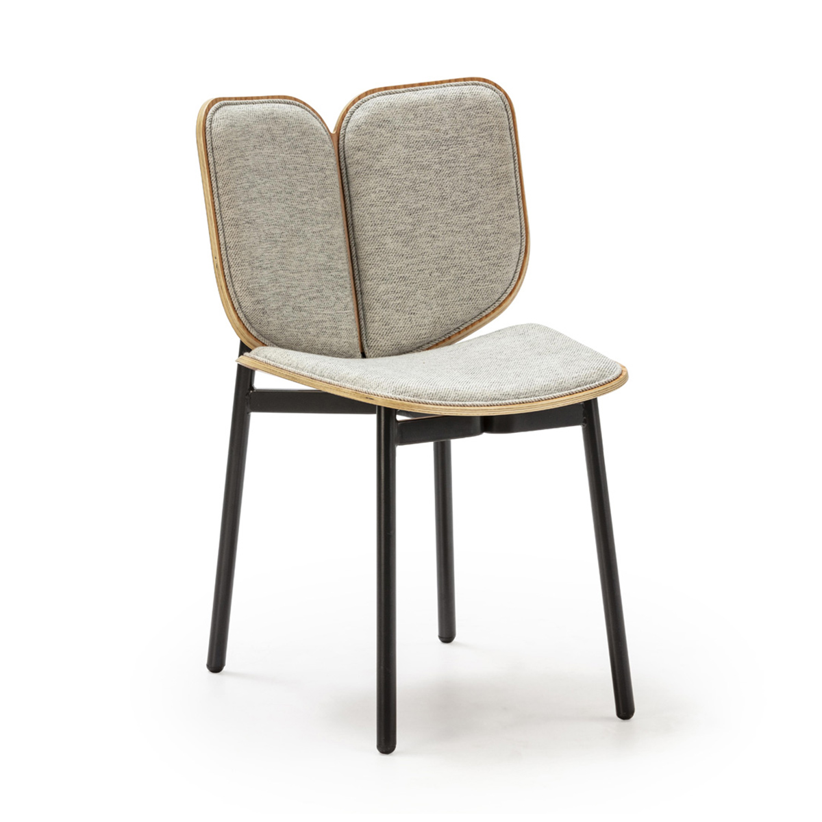 Silla 48x54x80 Tela/Madera Contrachapada/Metal -- Gris/Natural/Negro