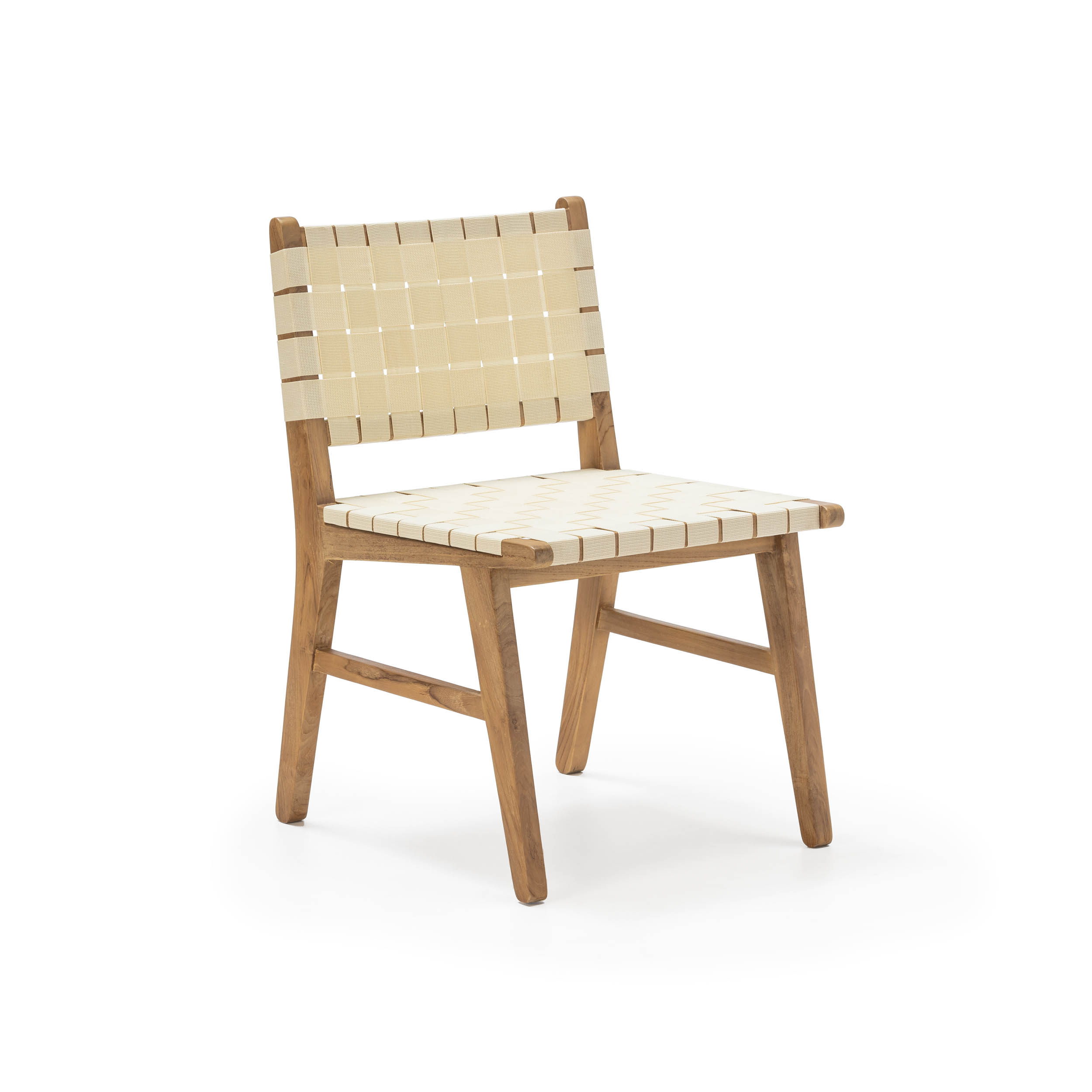 Silla 50X53X81 Madera de Teca/Tejido Nylon Natural/Beige