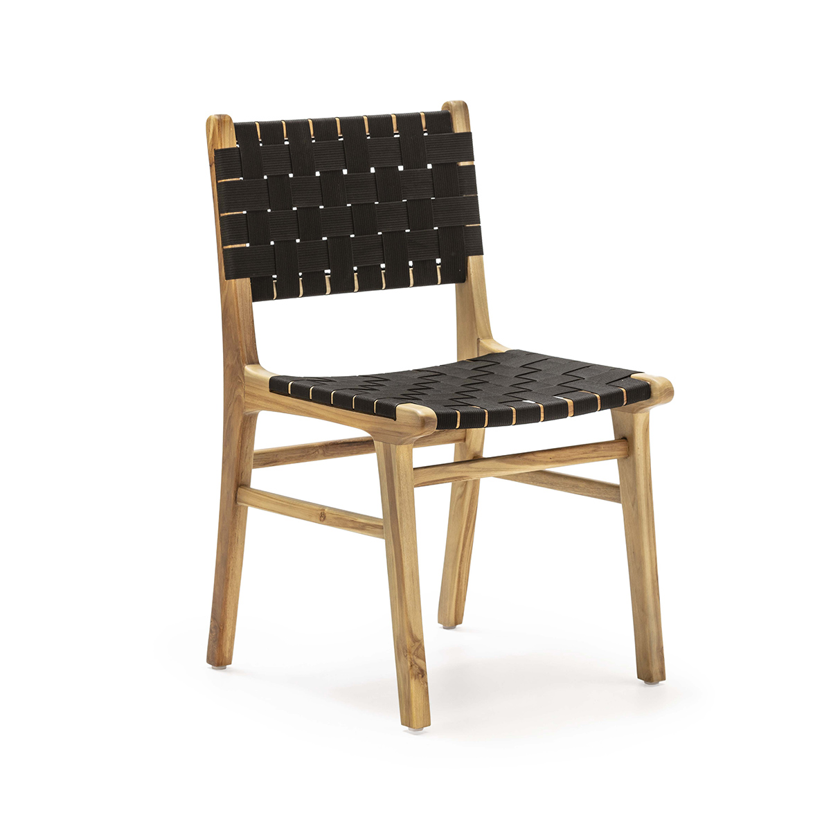 Silla 50X56X87 Madera de Teca/Tejido Nylon Natural/Negro