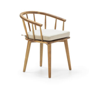 Silla 52X52X79 Madera de Teca/Algodón Natural/Gris
