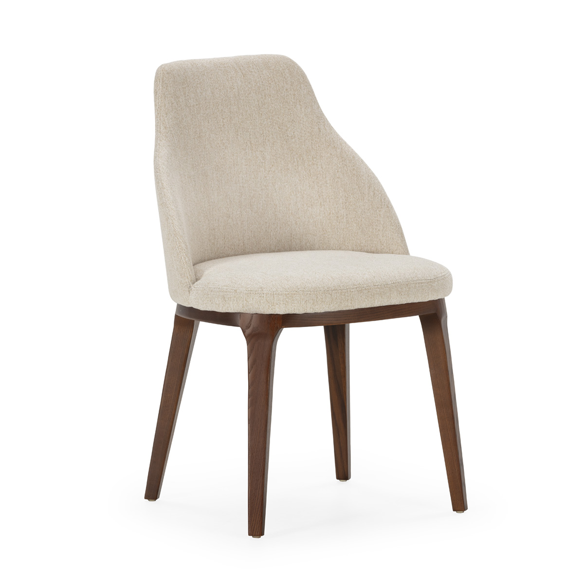 Silla 54x55x87 Madera/Tela -- Marrón Madera/Blanco