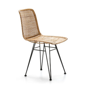 Silla 55x43x84 Metal Negro/Mimbre Natural