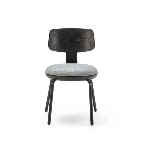 Silla 55x55x75 Madera de Haya/Metal -- Negro/Gris