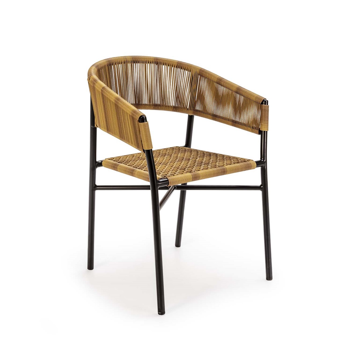 Silla 55X55X76 Metal/Sintético Negro/Natural