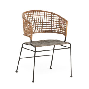 Silla 56x53x81 cm Metal/Mimbre -- Negro/Marrón/Natural
