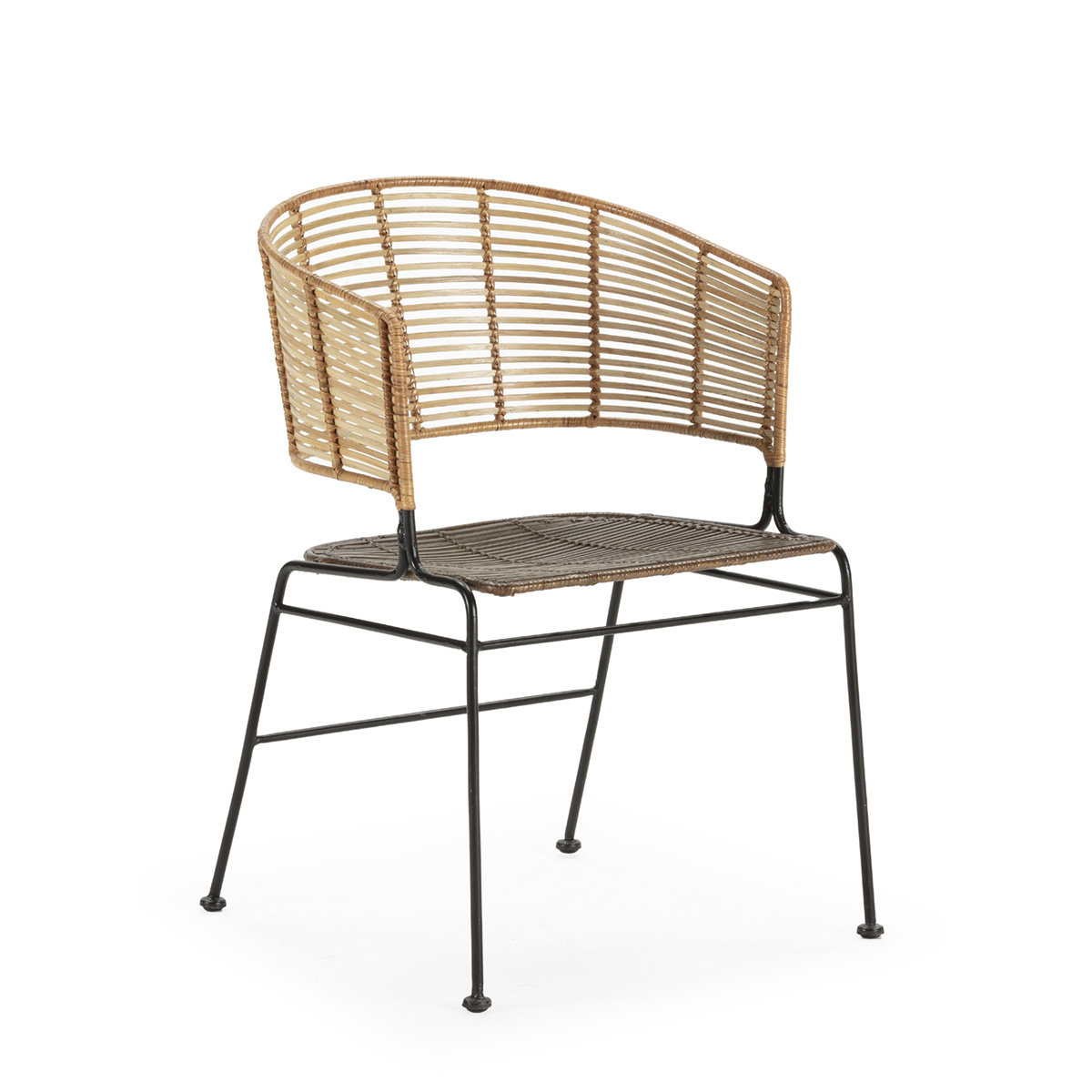 Silla 56x53x81 Metal/Mimbre -- Negro/Marrón/Negro