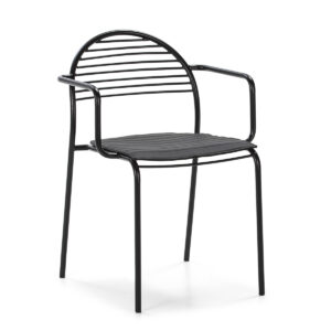 Silla 57x55x80 Metal Negro/Cojín P.Piel Negro