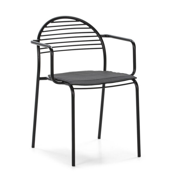 Silla 57x55x80 Metal Negro/Cojín P.Piel Negro