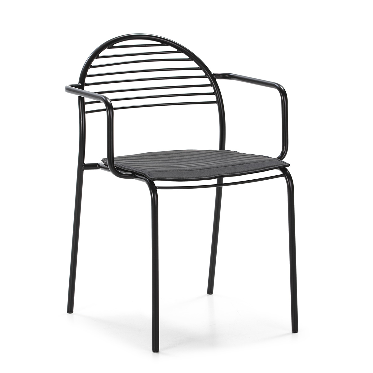 Silla 57x55x80 Metal Negro/Cojín P.Piel Negro