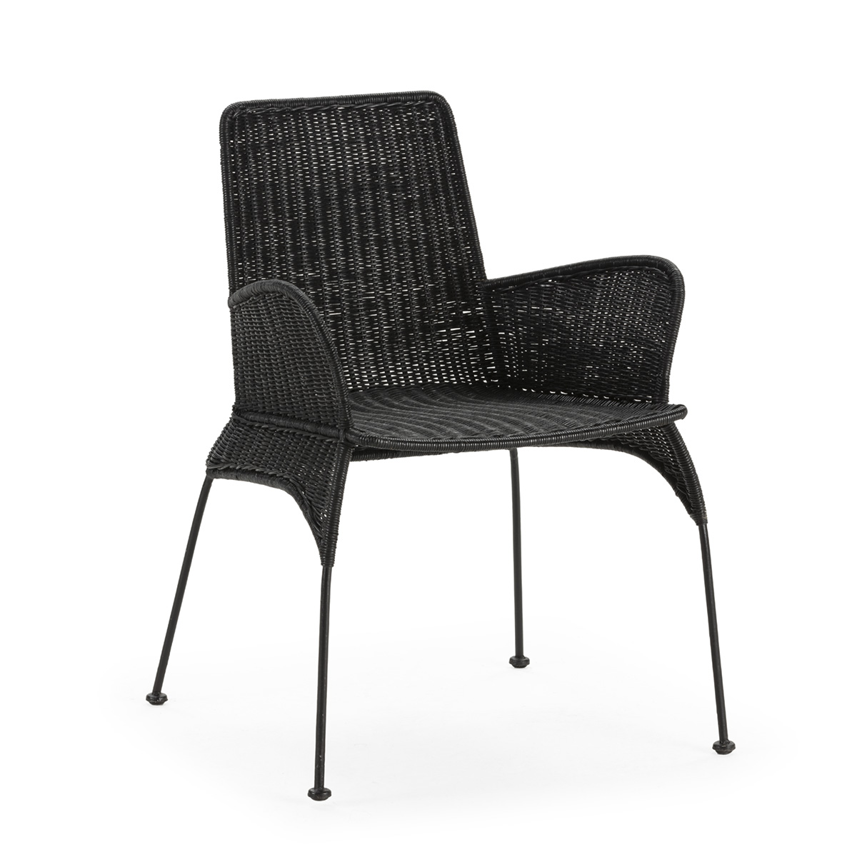Silla 57x56x83 Metal/Mimbre -- Negro