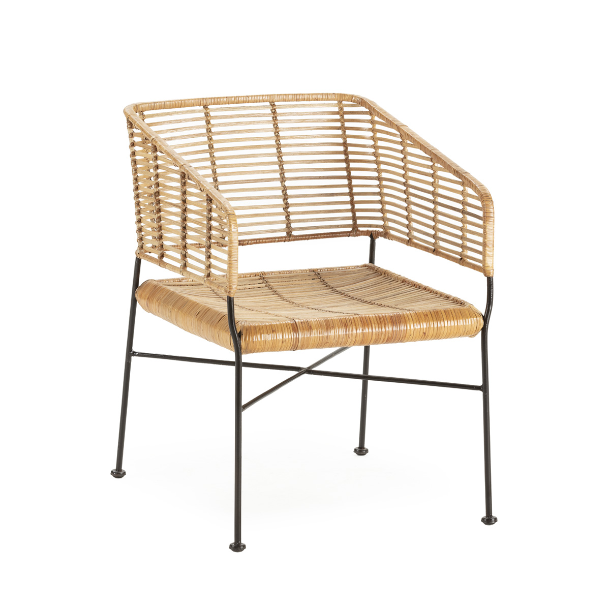 Silla 58x53x73 Metal/Mimbre -- Negro/Natural