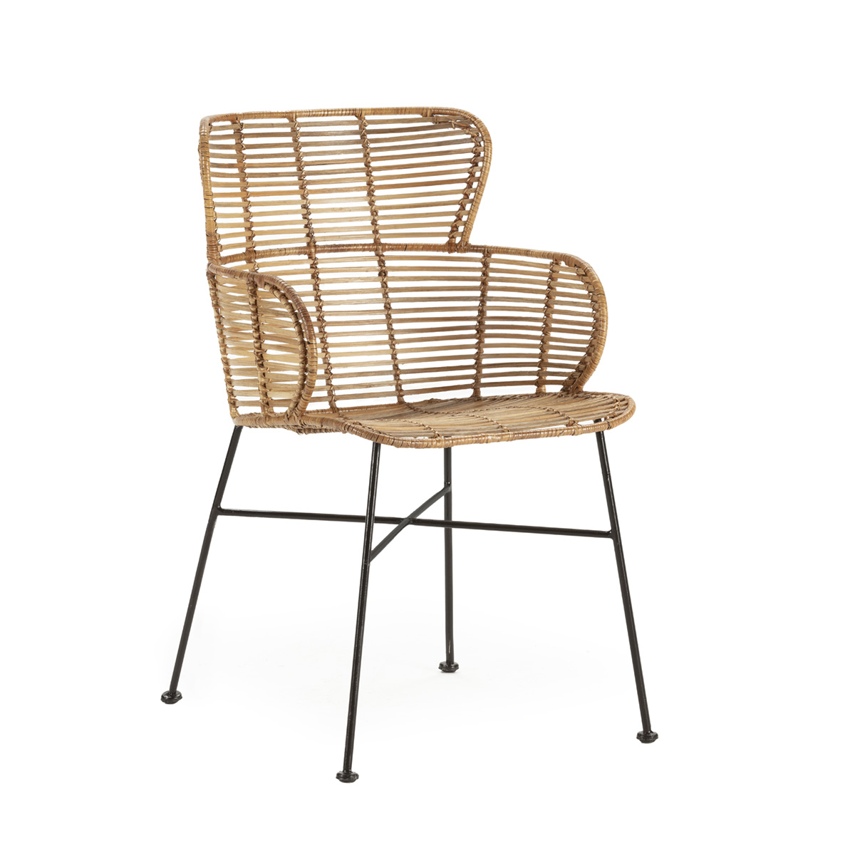 Silla 59x53x84 cm Metal/Mimbre -- Negro/Natural