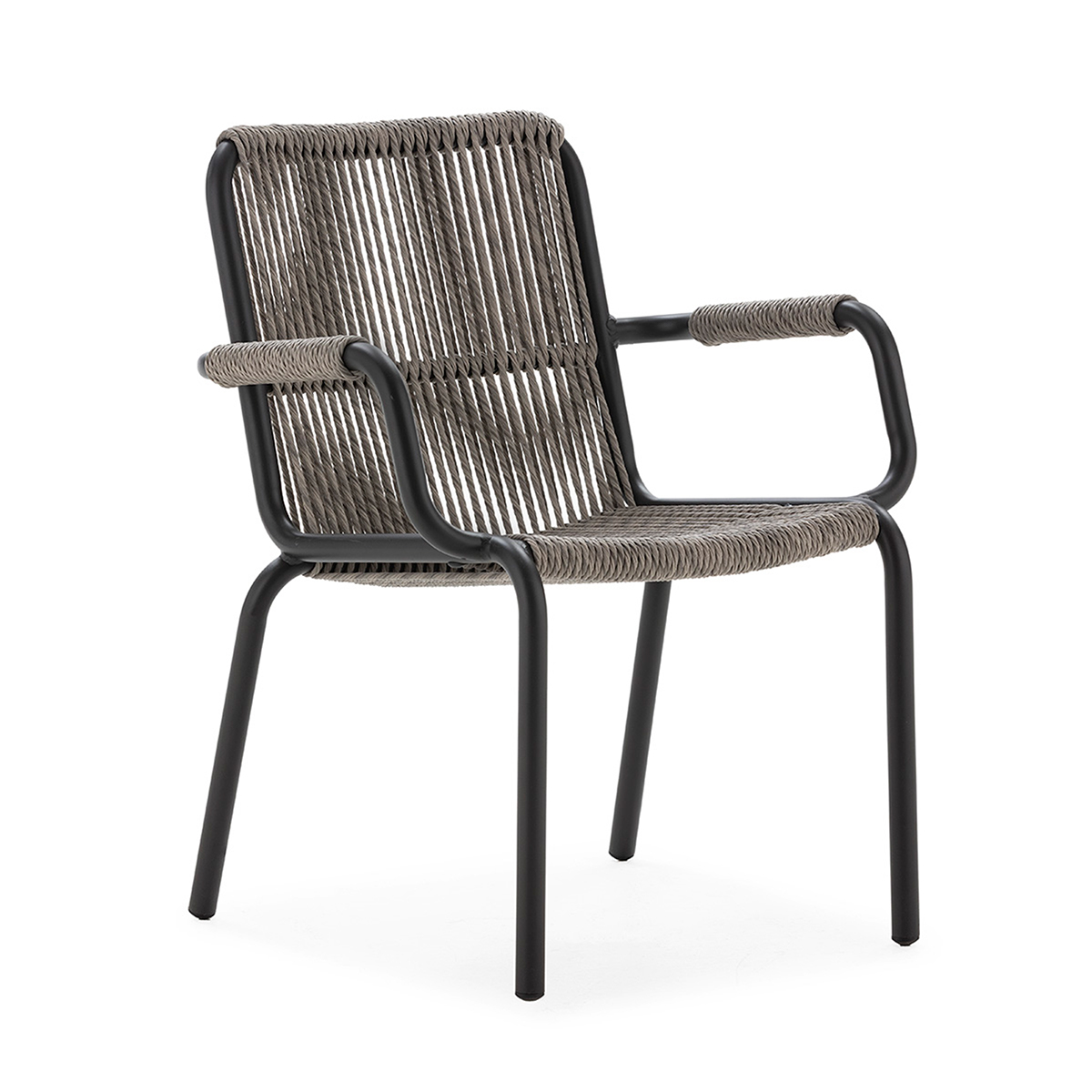 Silla 60x61x81 Aluminio/Mimbre -- Negro/Gris
