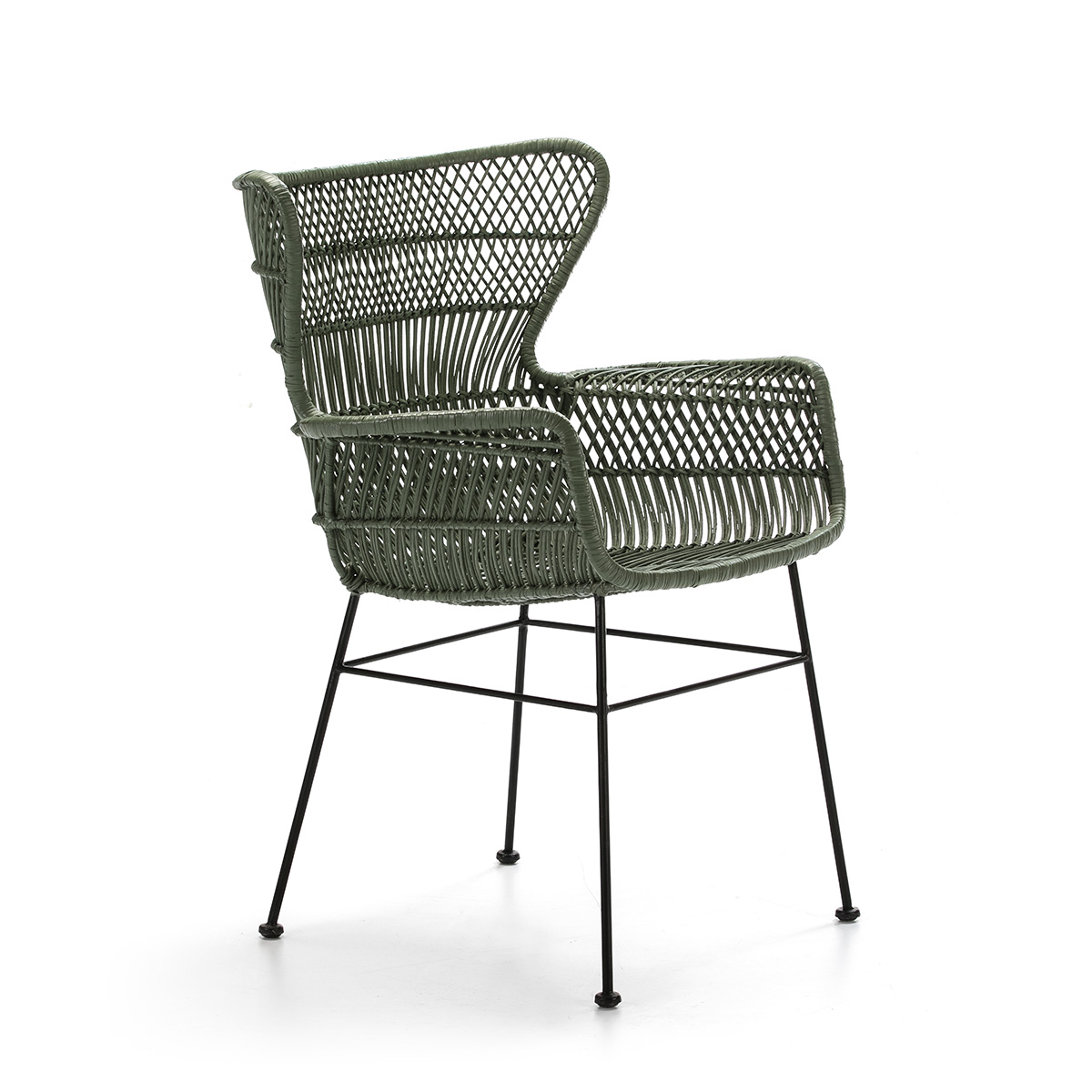 Silla 60x65x89 Metal Negro/Mimbre Verde