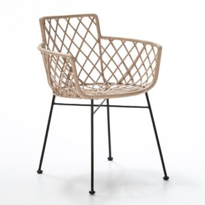 Silla 61x57x76 Metal Negro/Mimbre Caramelo