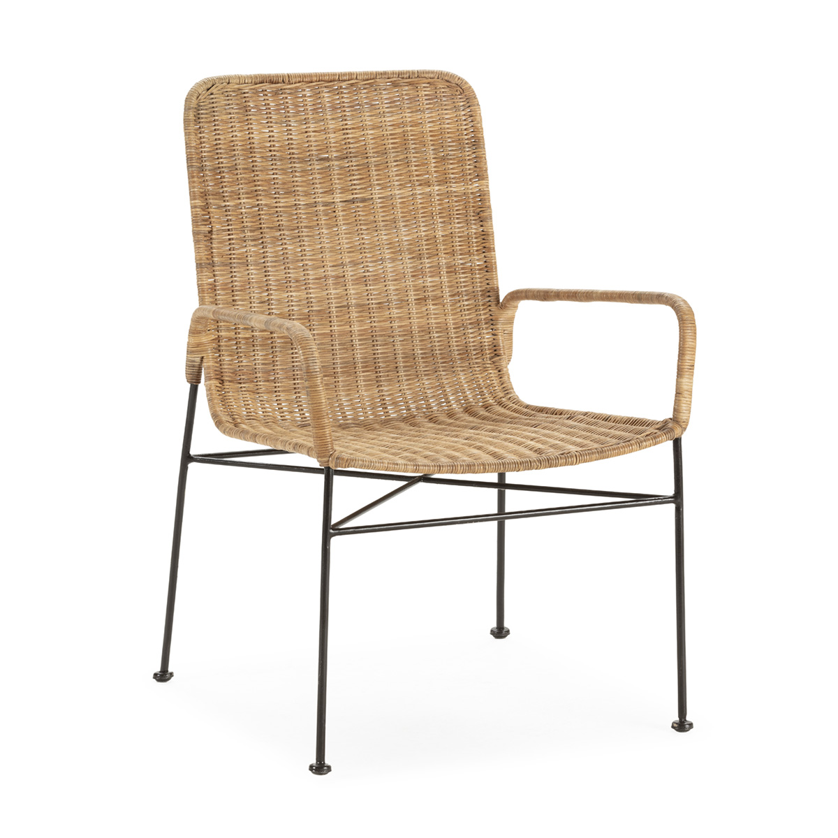 Silla 64x58x84 cm Metal/Mimbre -- Negro/Natural
