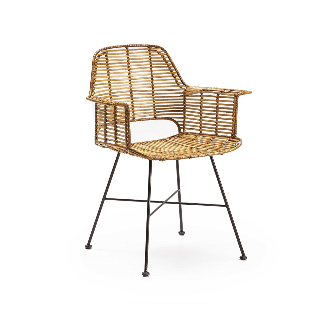 Silla 66x58x83 Mimbre/Metal Natural/Negro