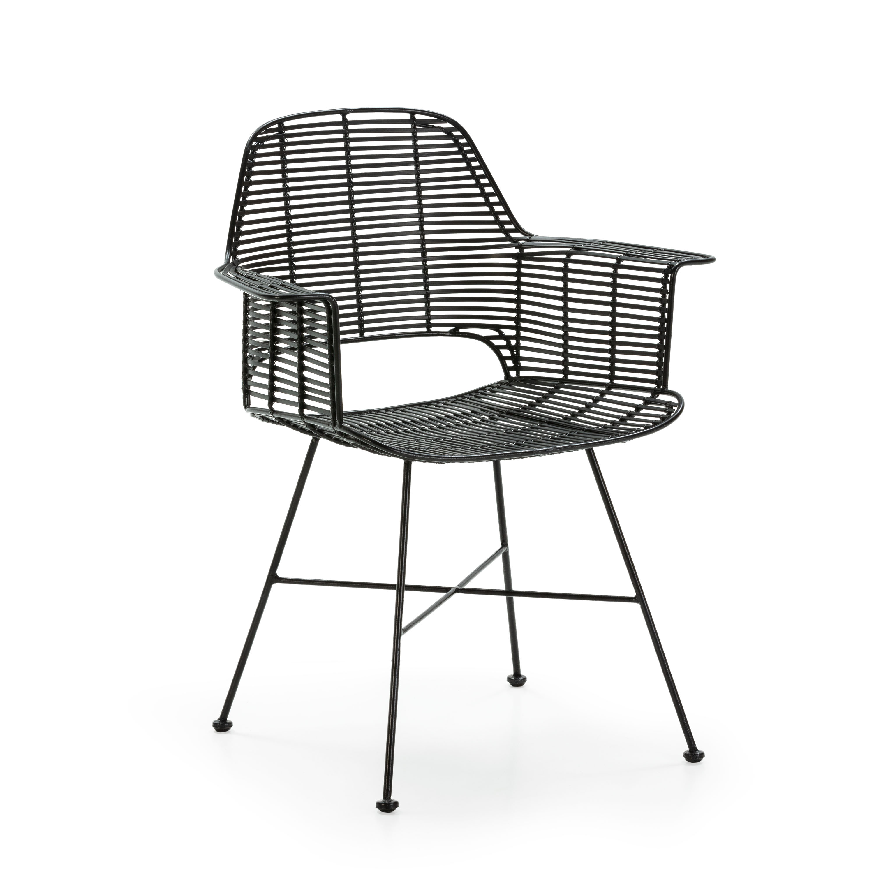 Silla 67x56x83 Mimbre/Metal Negro