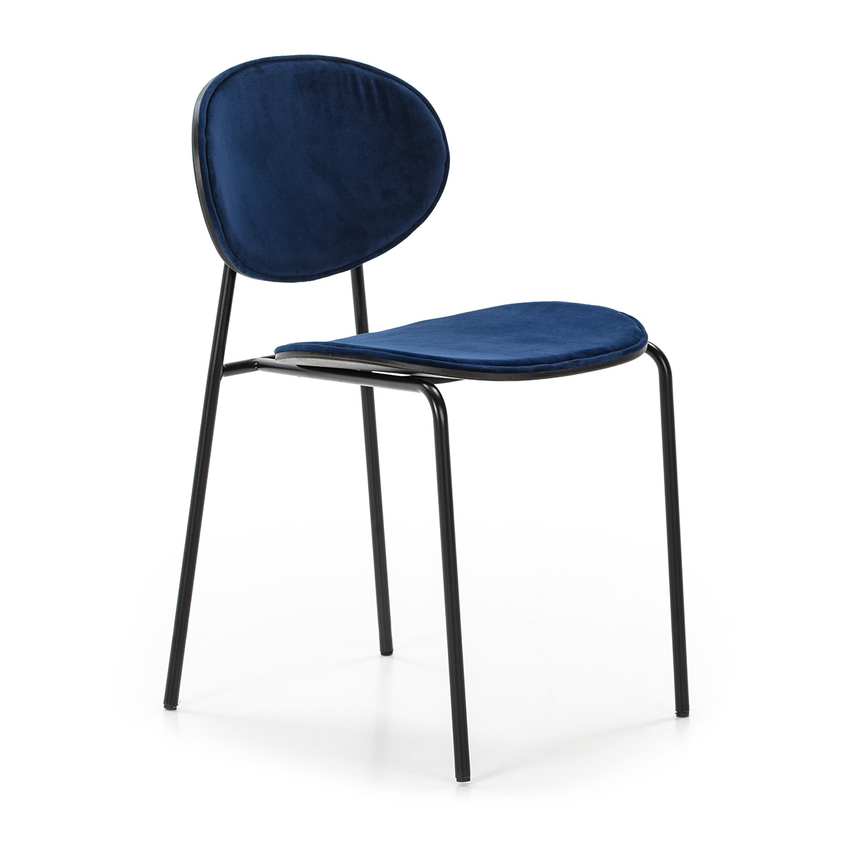 Silla apilable 42x51x78 Metal/ABS/Terciopelo -- Negro/Azul