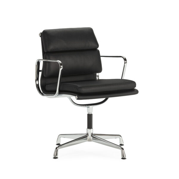 Silla de Despacho 59x58x80 Piel/Aluminio -- Negro/Cromo