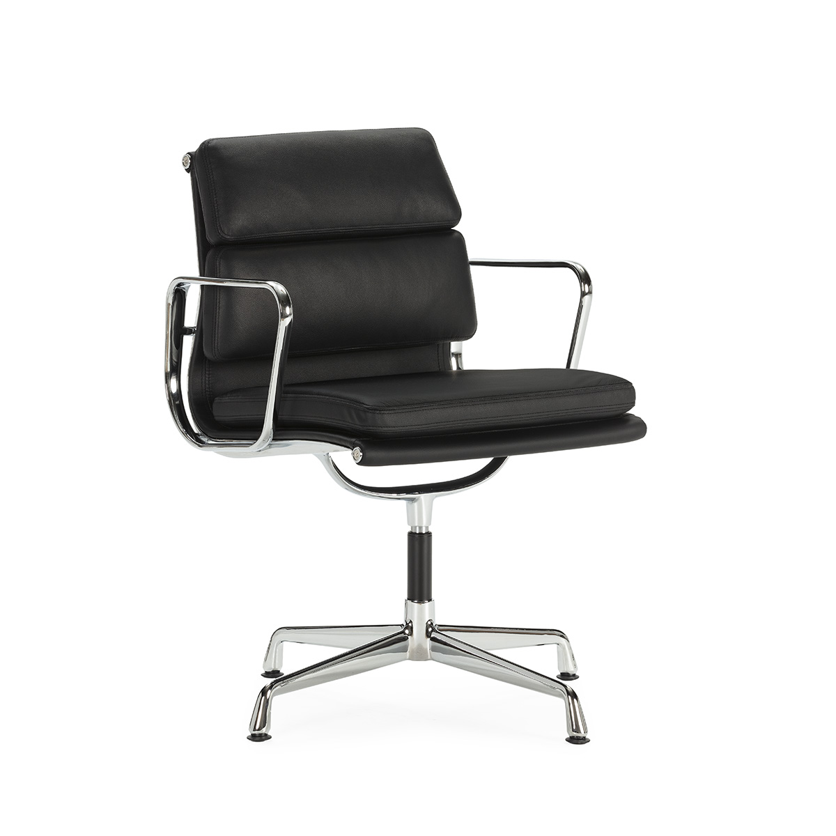 Silla de Despacho 59x58x80 Piel/Aluminio -- Negro/Cromo