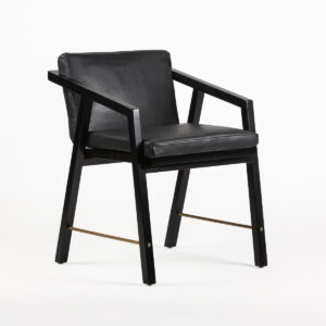 Sillón 51x54x70 Madera de Teca/Cuero/Metal -- Negro/Dorado