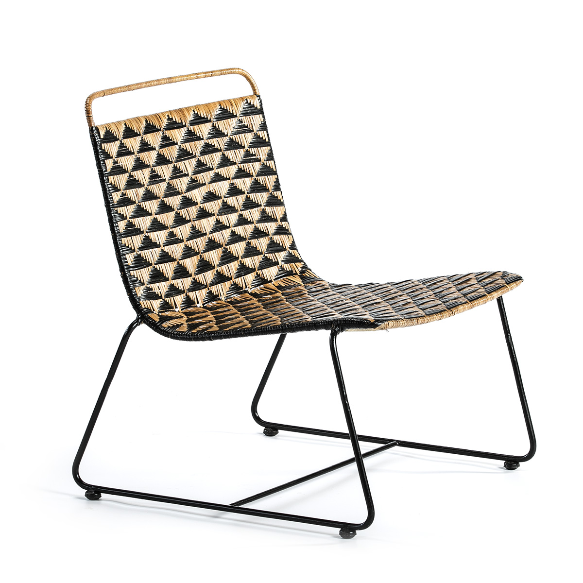 Sillon 62x63x72 Metal Negro/Mimbre Natural/Negro