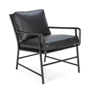 Sillón 63x95x79 Metal Gris Oscuro/P.Piel Negro